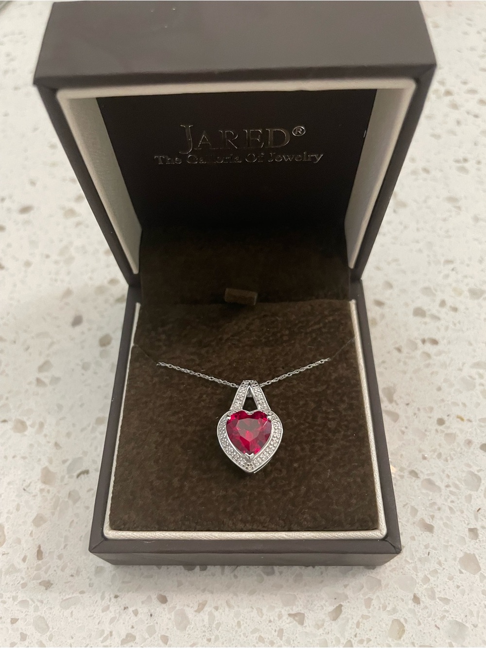 New Lab-Created Ruby Heart Pendant Necklace 10K Gold Jared Jewelry